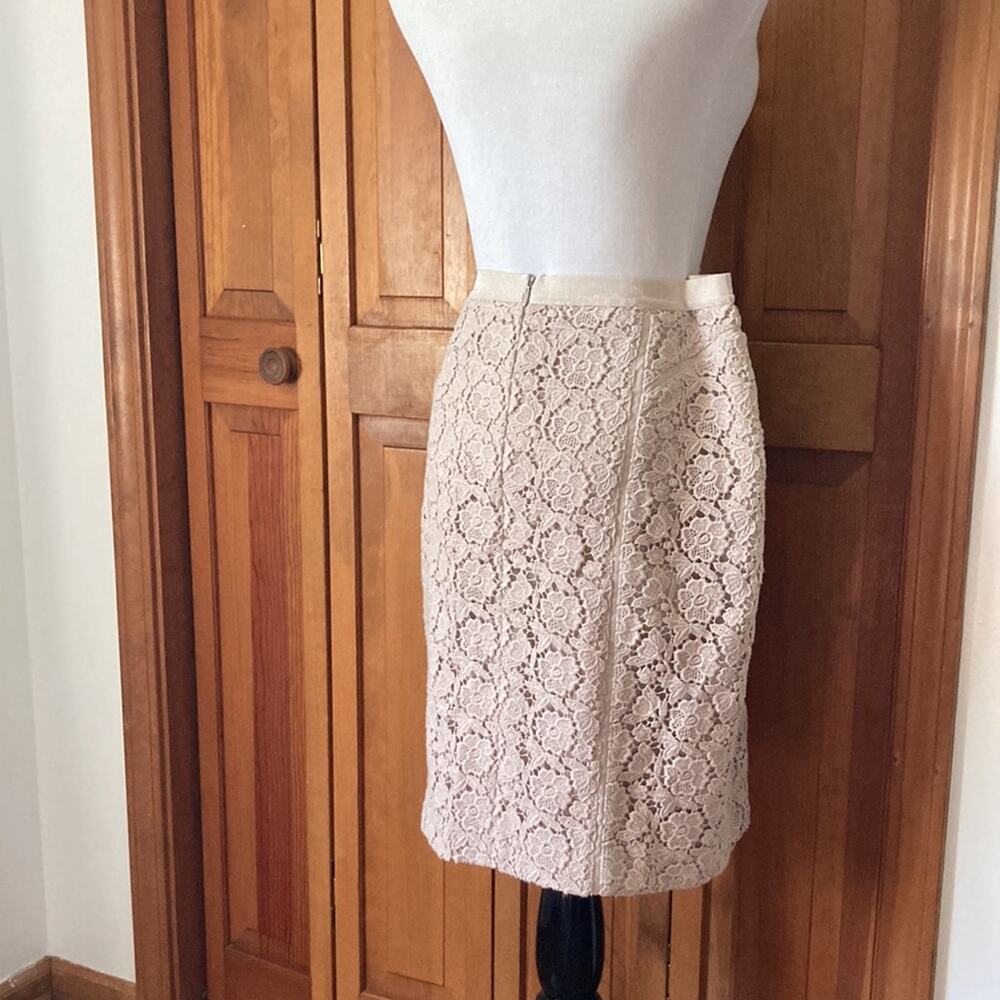 Ann Taylor Grey/Cream Lace Pencil Skirt, Size 6 - Picture 3 of 7